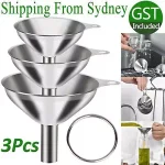 3X Stainless Steel Funnel Oil Liquid Funnel Metal Funnel With Hanging Rings New