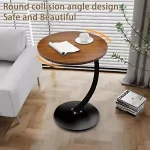 C Shaped End Table,Snack Side Table Slide Under Couch Sofa,Small End Table Oval