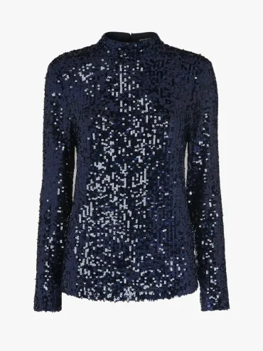Whistles High-Neck Sequin Top – Effortless Glamour & Bold Style